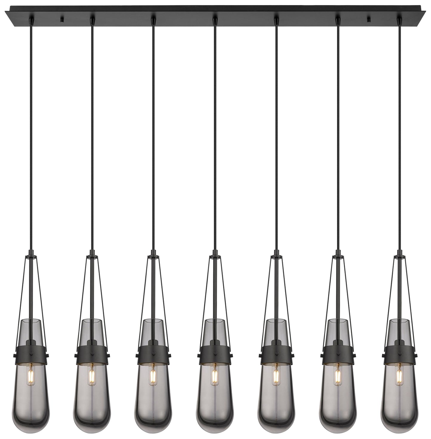 Milan 48.13" Wide 7 Light Matte Black Linear Pendant With Clear Shade