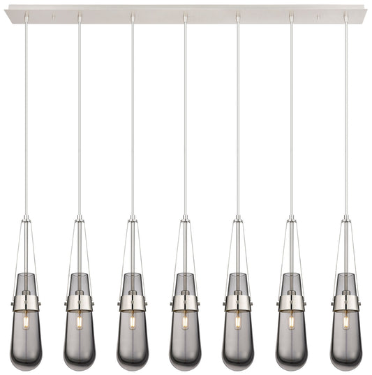 Milan 48.13" Wide 7 Light Polished Nickel Linear Pendant With Clear Sh