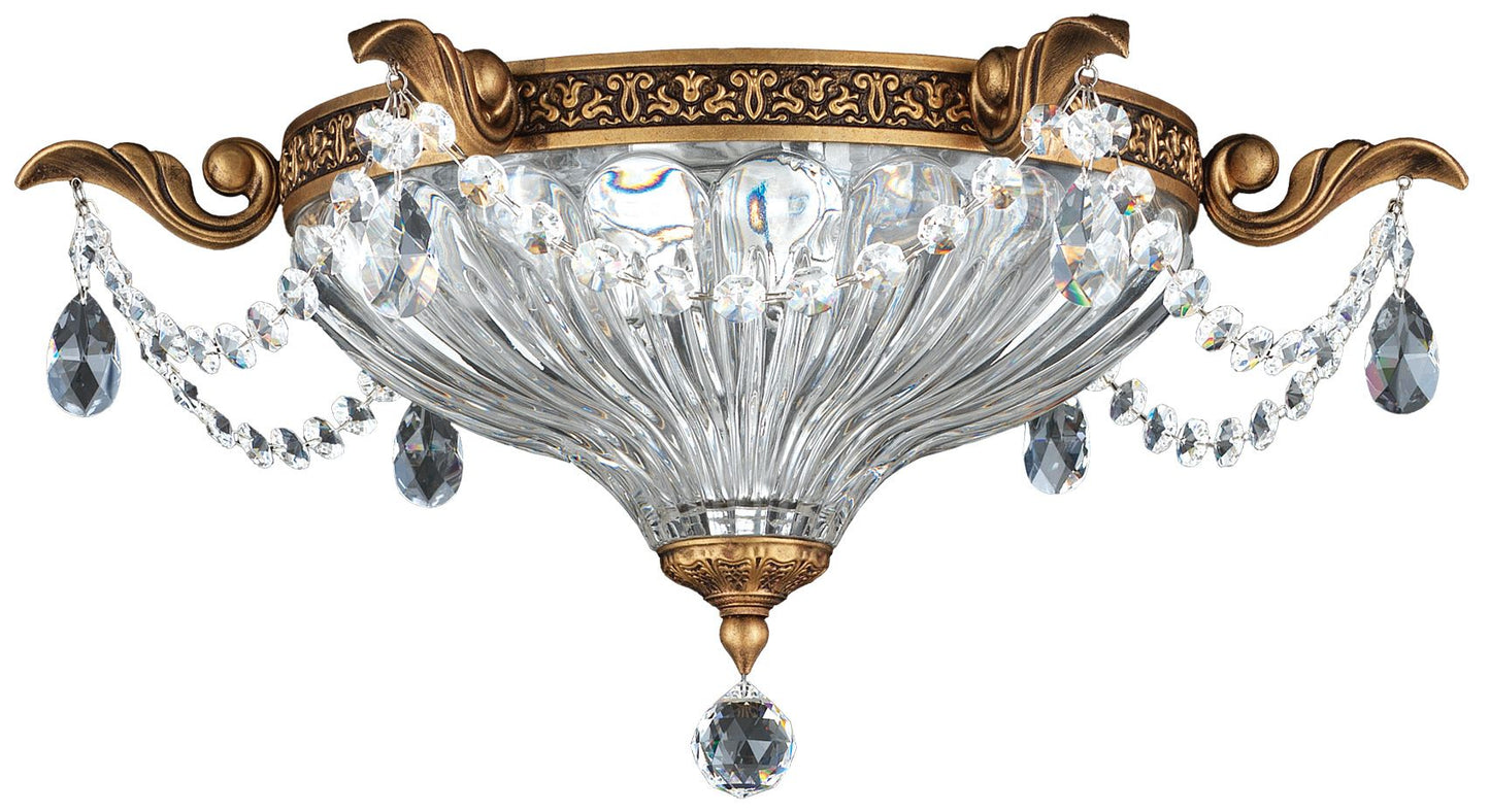 Milano 16.5" Wide Florentine Bronze Clear Crystal 2-Lt Flush Mt