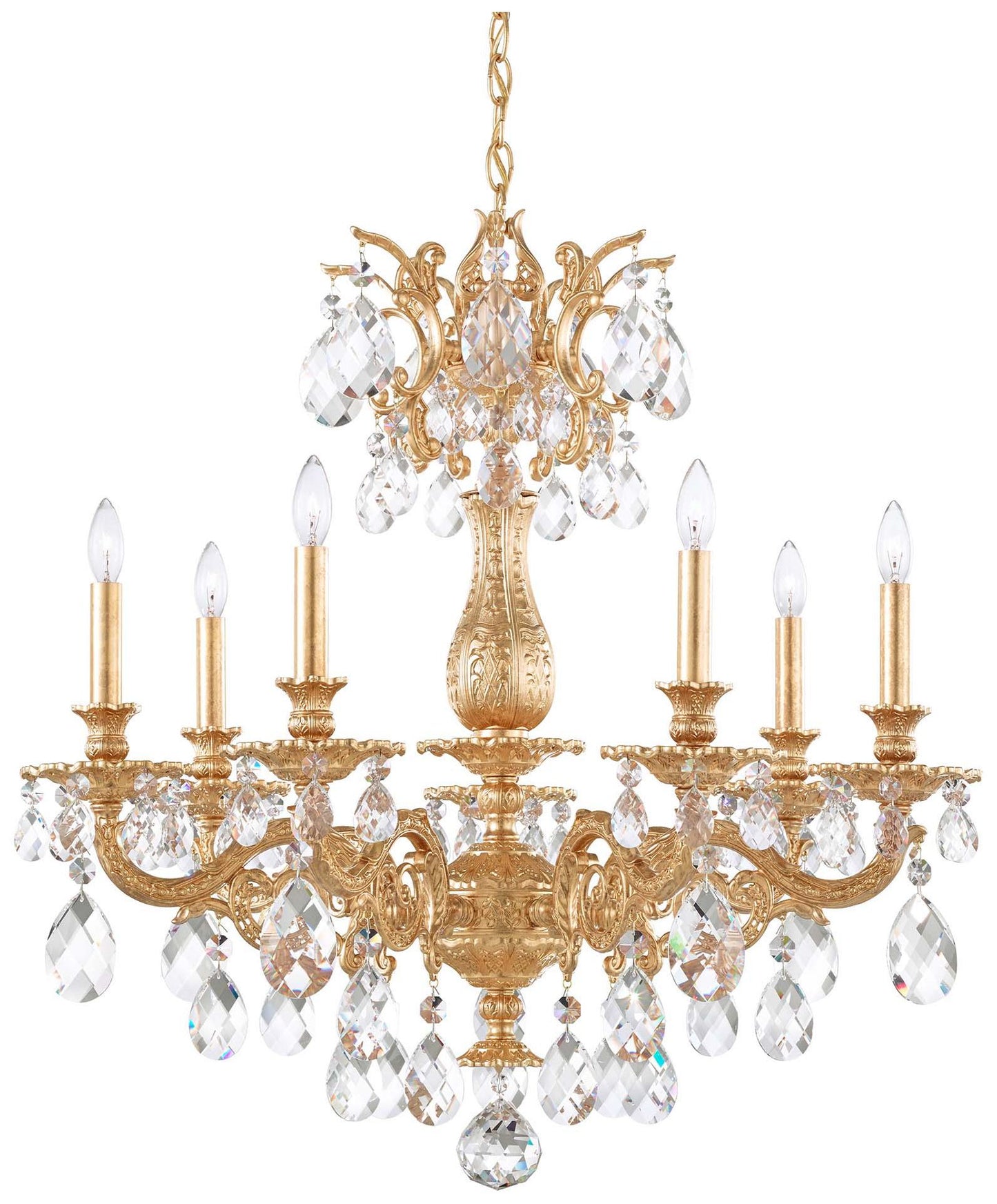 Milano 28.5"H x 27"W 7-Light Crystal Chandelier in French Gold