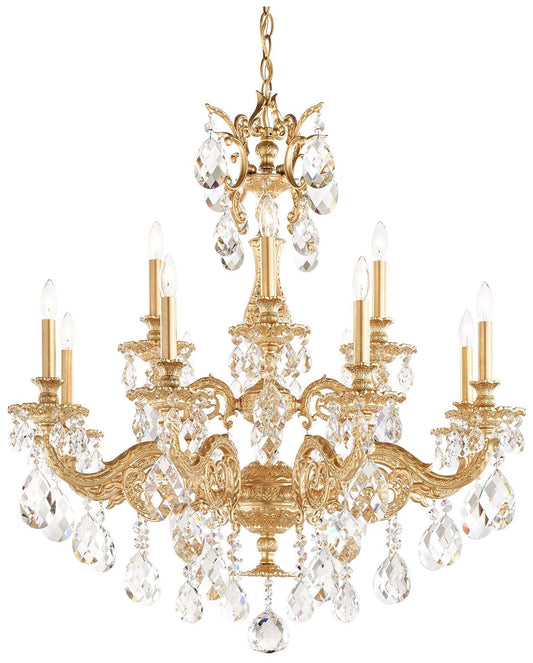 Milano 33.5"H x 32.5"W 12-Light Crystal Chandelier in Heirloom Go