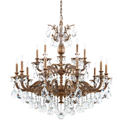 Milano 38"H x 38.5"W 15-Light Crystal Chandelier in Etruscan Gold