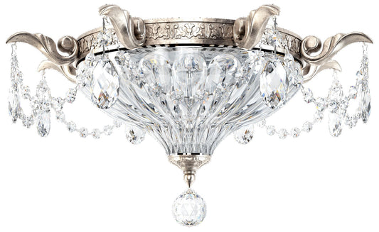 Milano 8"H x 16.5"W 2-Light Crystal Flush Mount in Antique Silver