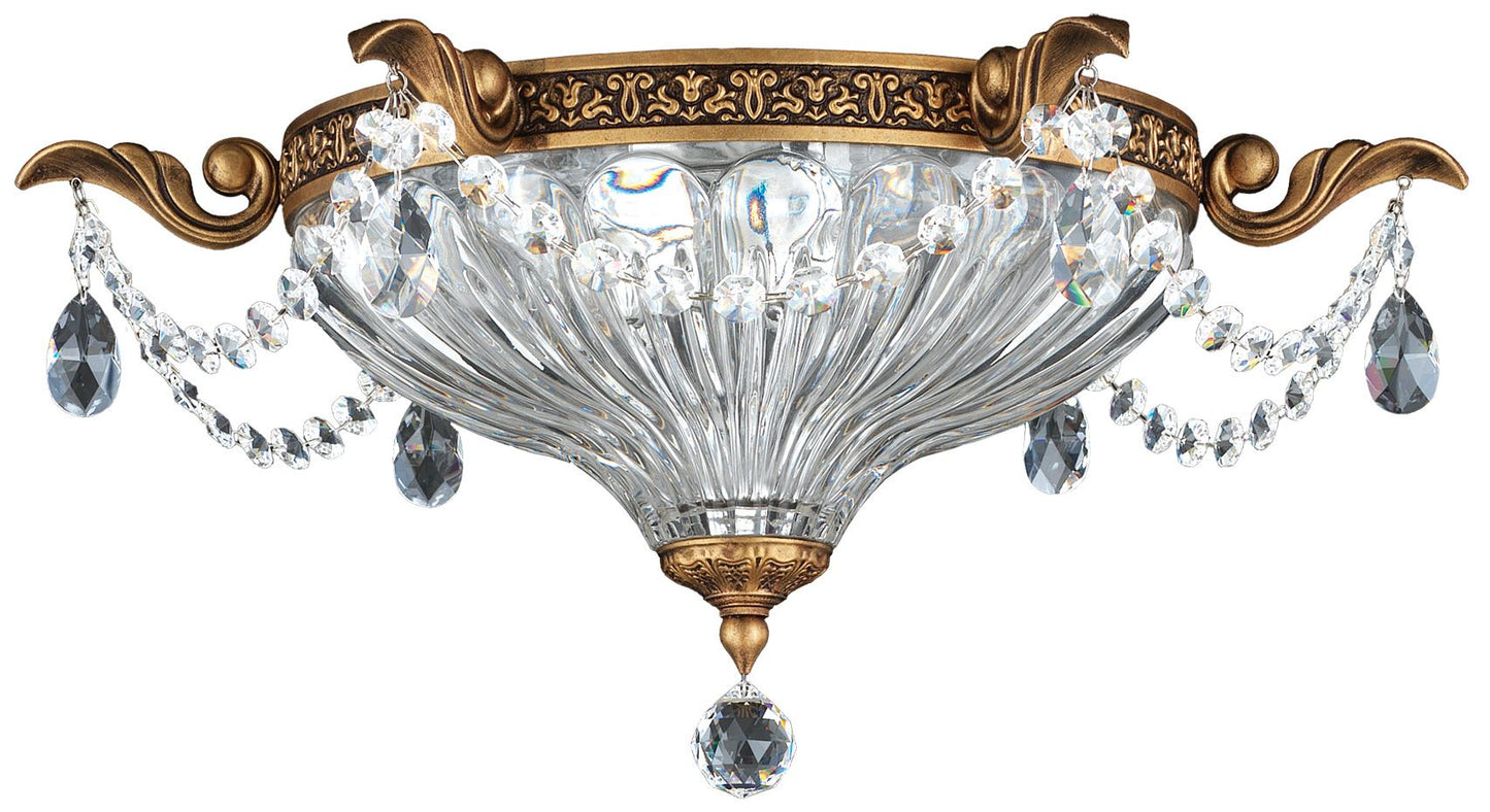 Milano 8"H x 16.5"W 2-Light Crystal Flush Mount in Florentine Bro