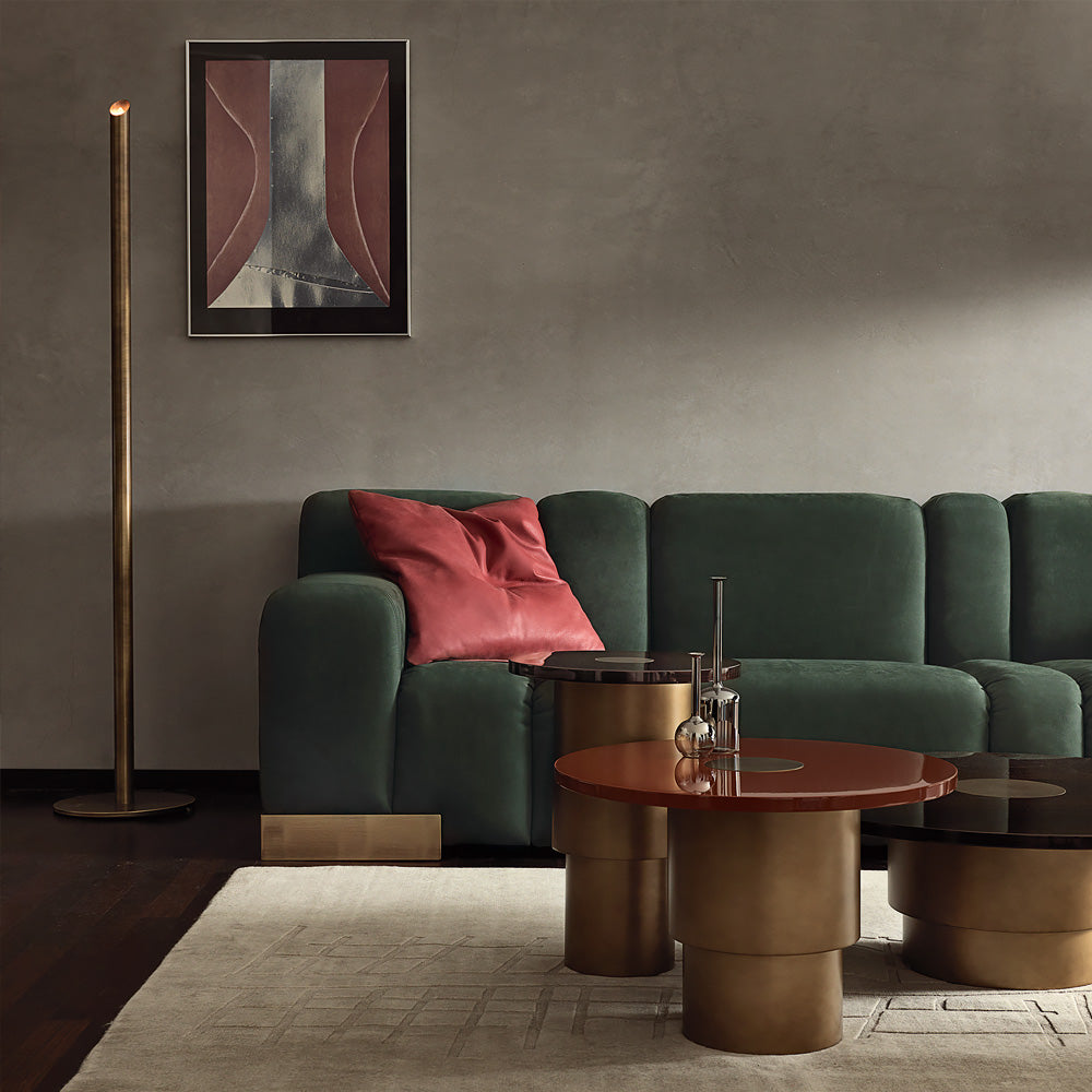 Minimal Contemporary Italian Burnished Brass Floor Lamp