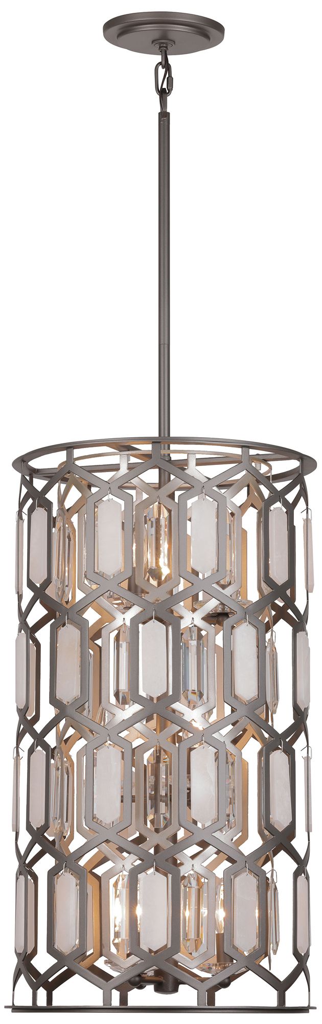 Minka-Lavery Hexly 9-Light Bronze and Sultry Silver Foyer Pendant