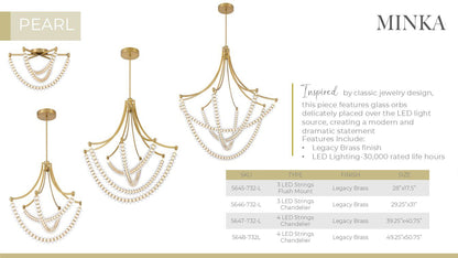 Minka-Lavery Pearl LED 49.25-in Legacy Brass Indoor Chandelier