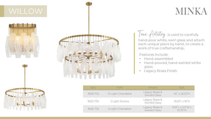 Minka-Lavery Willow 14-Light 45-in Legacy Brass Indoor Pendant