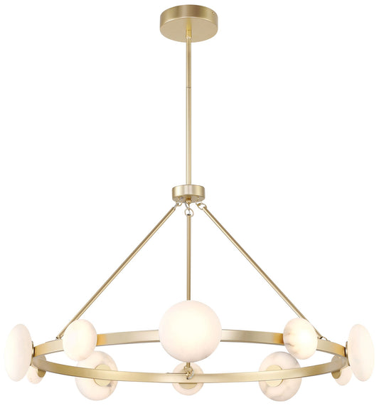 Minka Lavery Zill 1-Light LED 42-in Gold Chandelier with Alabaster Shades