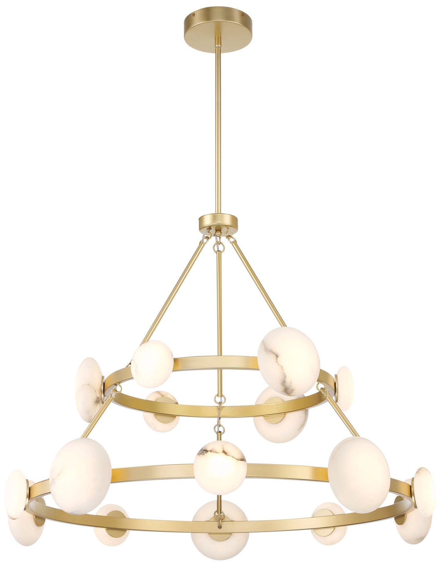 Minka Lavery Zill 1-Light LED 42-in Gold Chandelier with Alabaster Shades