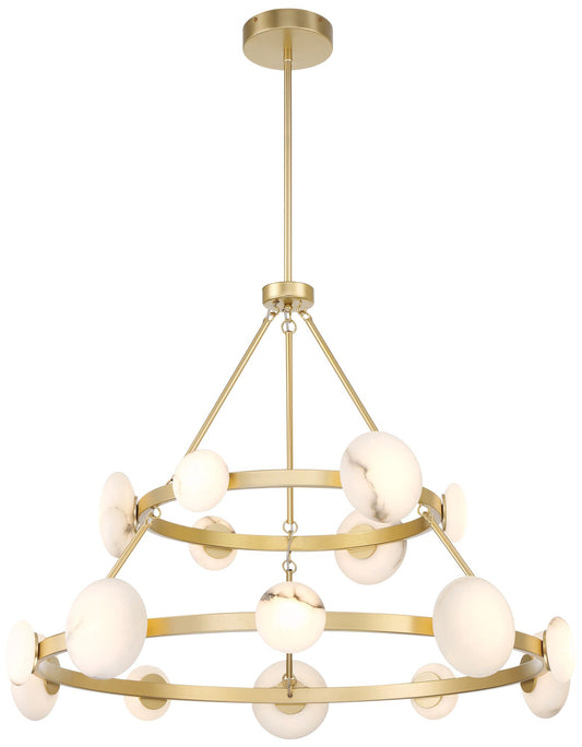 Minka Lavery Zill 1-Light LED 42-in Gold Chandelier with Alabaster Shades