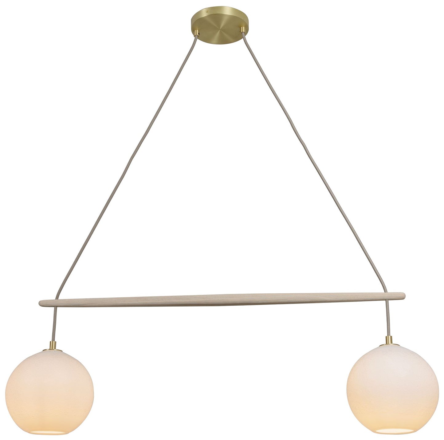 Miro 9" LED White Bubble Glass Oak Crossbar Chandelier w/ Brass Accent