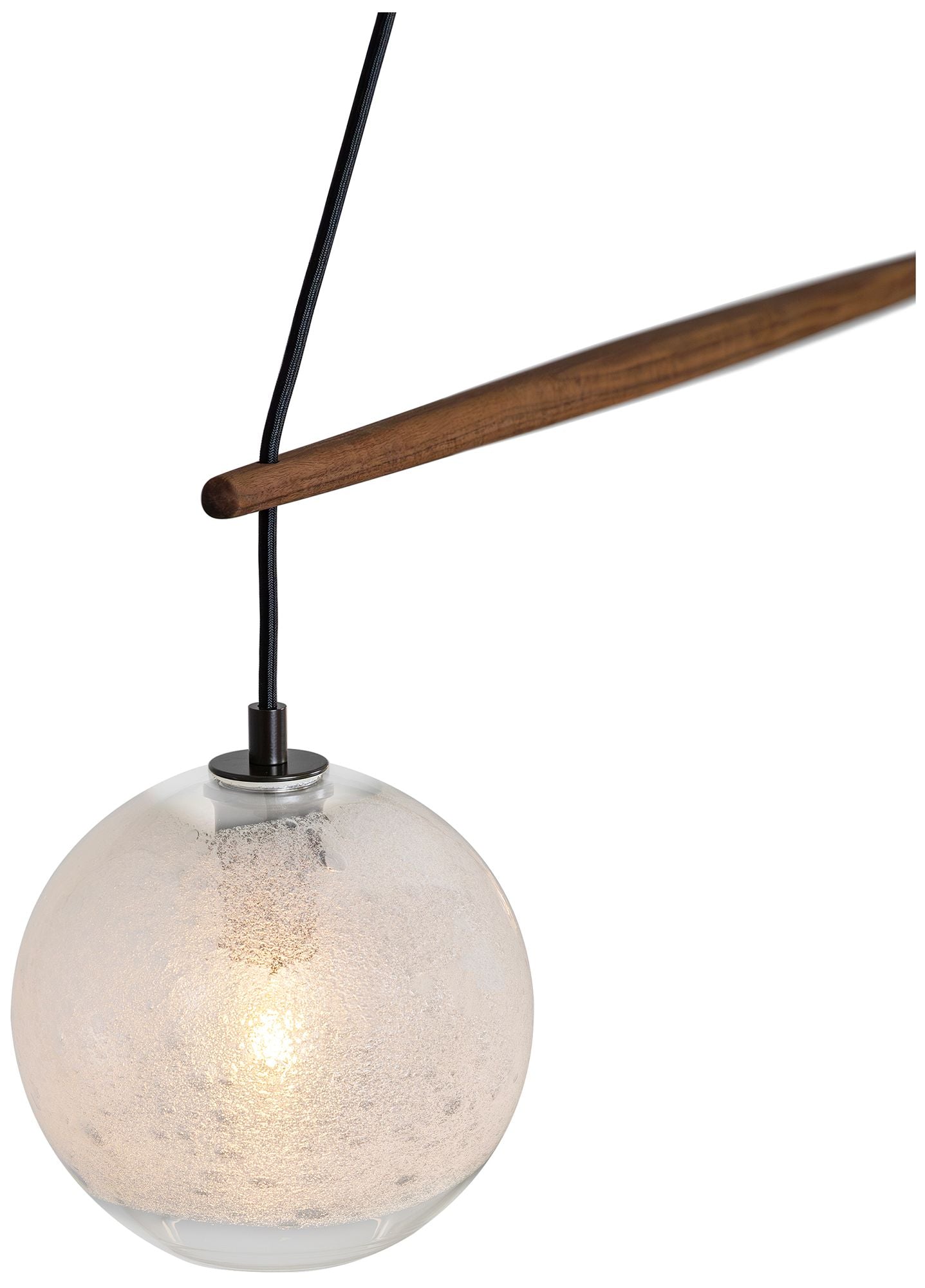 Miro 9" Wide Clear Bubble Glass Walnut Crossbar Chandelier w/ Black Ac