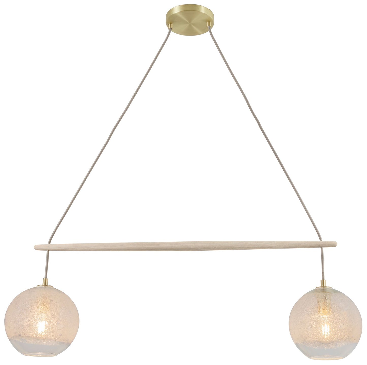 Miro 9" Wide LED Clear Bubble Glass Oak Crossbar Chandelier w/ Brass A