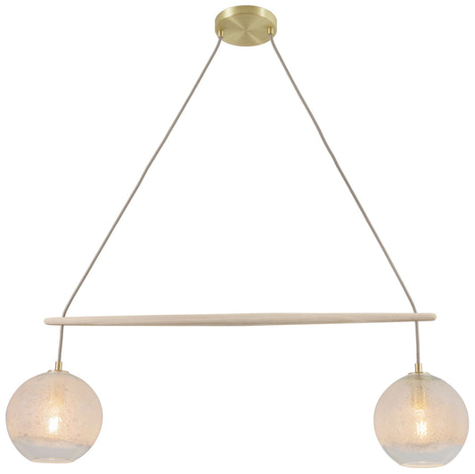 Miro 9" Wide LED Clear Bubble Glass Oak Crossbar Chandelier w/ Brass A