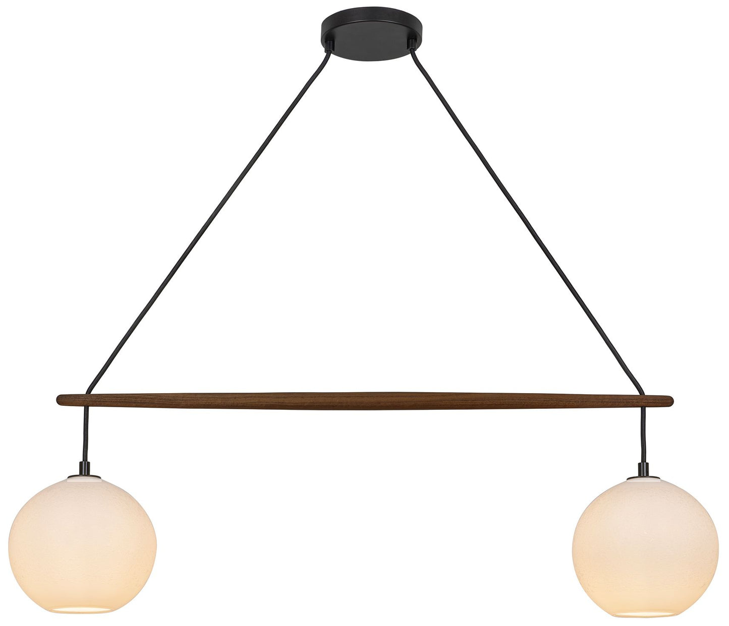 Miro 9" Wide White Bubble Glass Walnut Crossbar Chandelier Black Accen