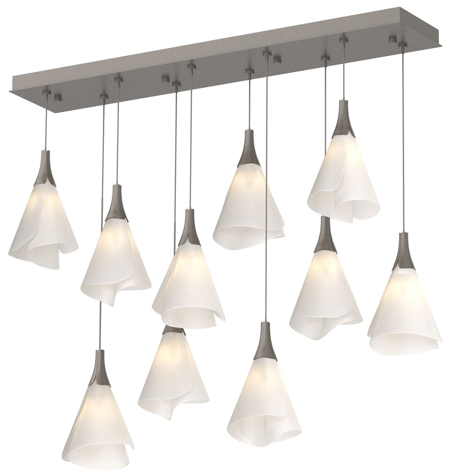 Mobius 10-Light Rectangular Pendant - Dark Smoke - Spun Frost Shade