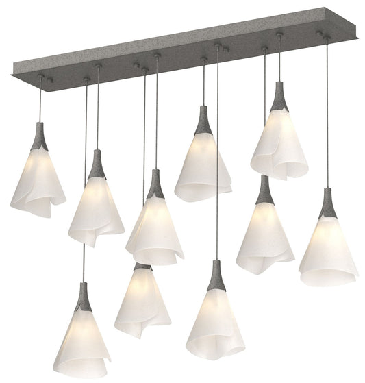 Mobius 10-Light Rectangular Pendant - Iron - Spun Frost Shade