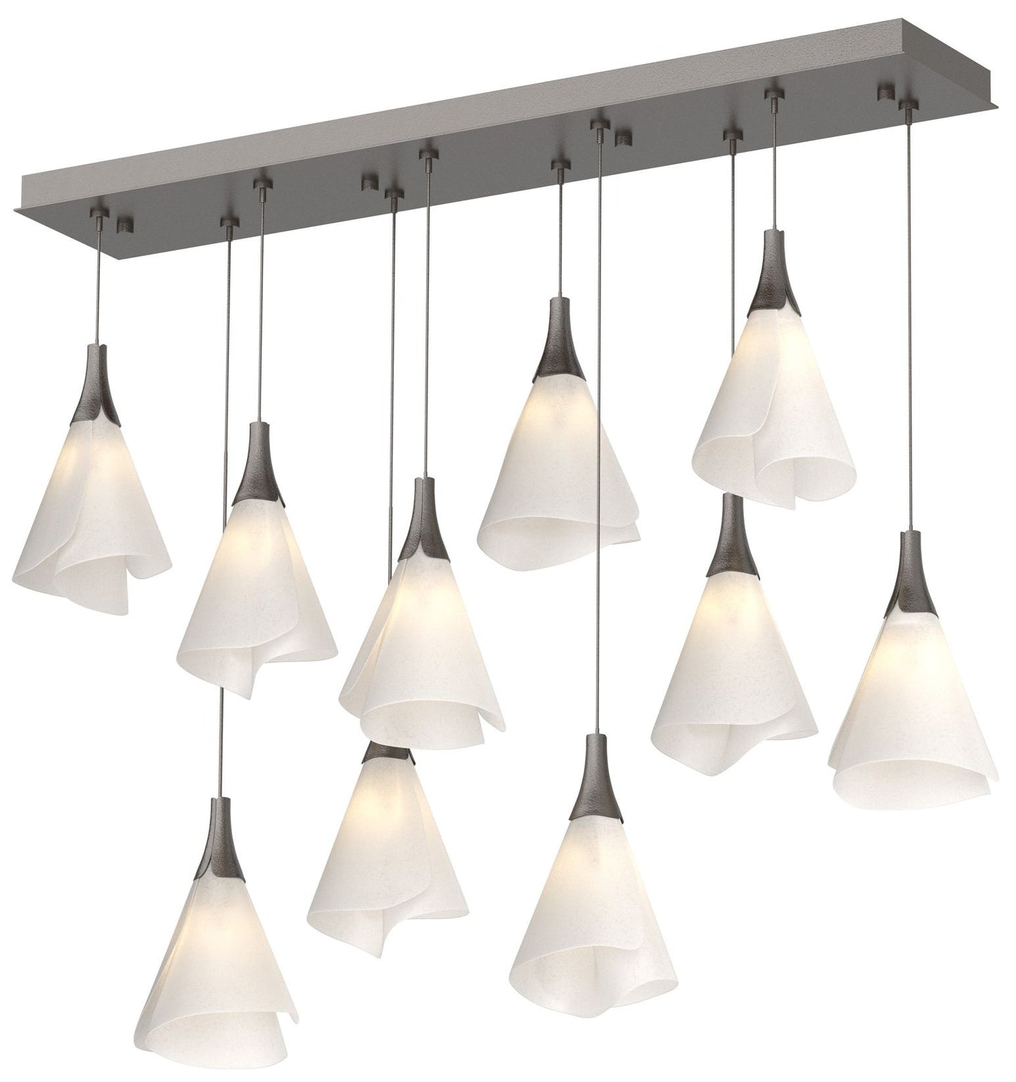 Mobius 10-Light Rectangular Pendant - Oil Rubbed Bronze - Spun Frost Shade