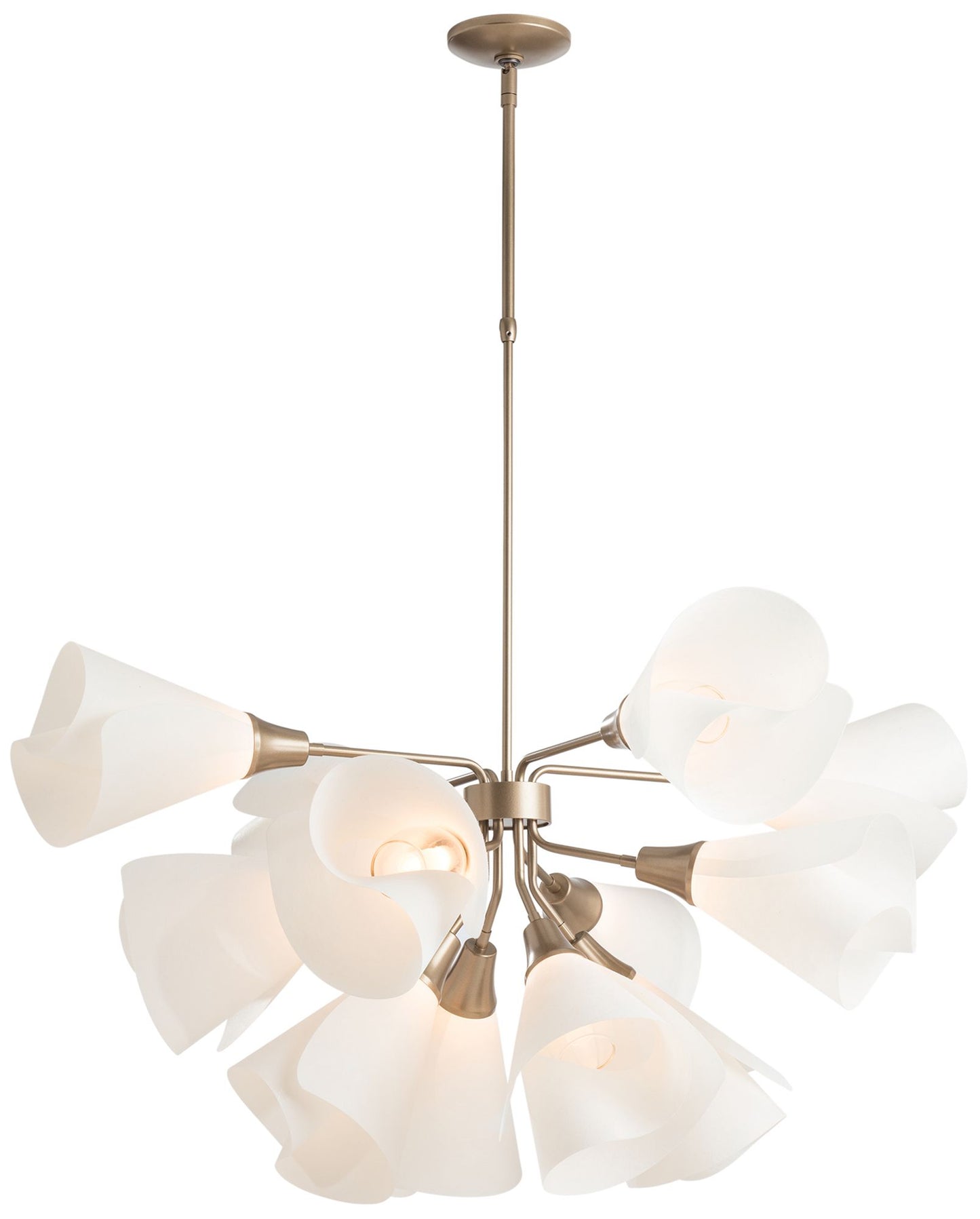 Mobius 12-Light Pendant - Gold Finish - Spun Frost Shade - Standard Height