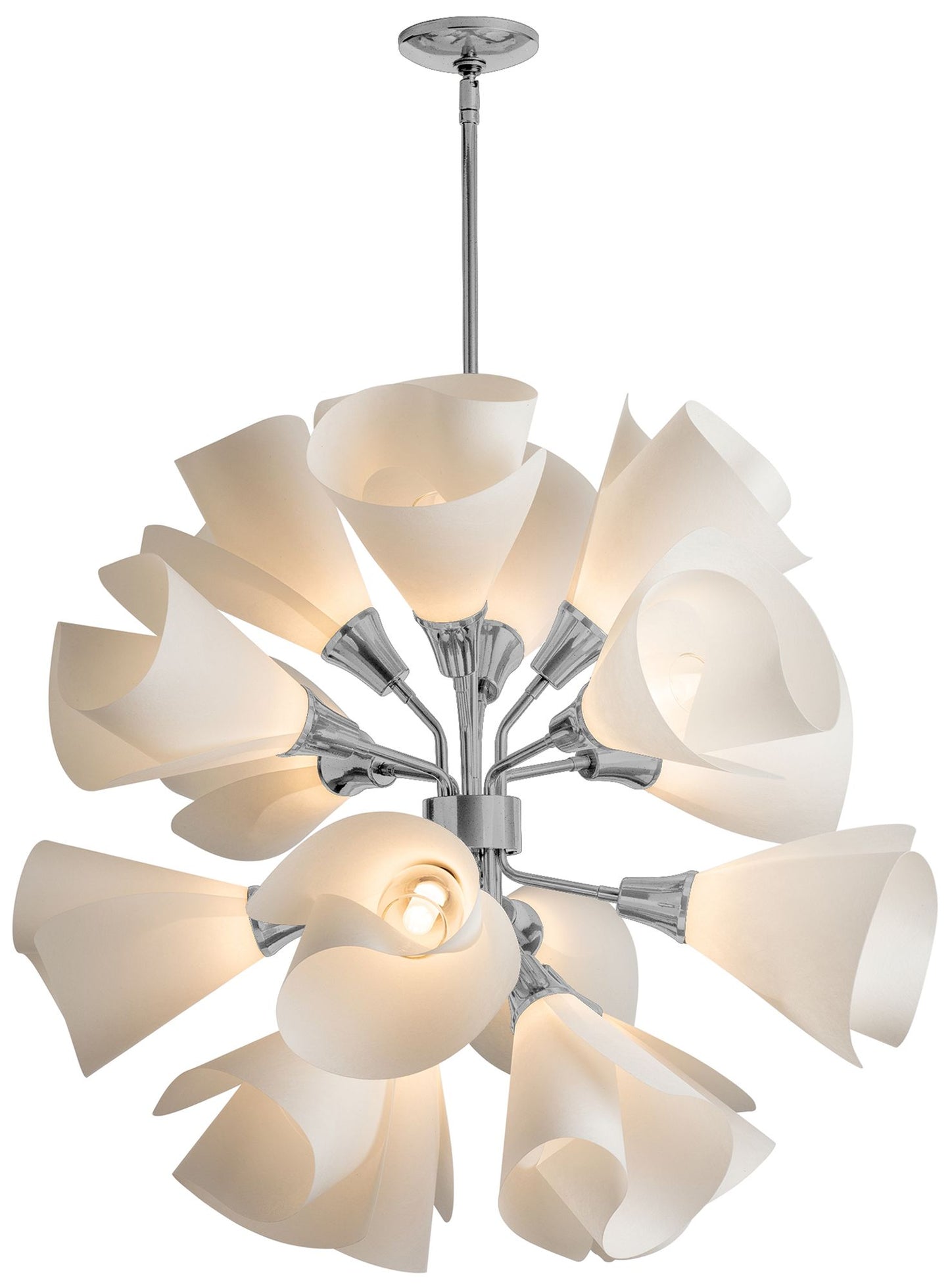 Mobius 16-Light Orb Pendant - Platinum - Frost Shade - Standard Height