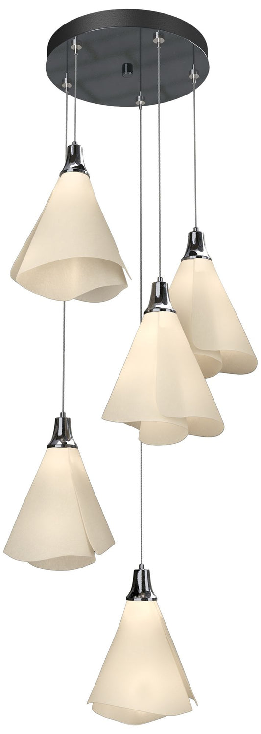 Mobius 17.3" Wide 5-Light Ink Standard Pendant With Spun Frost Shade