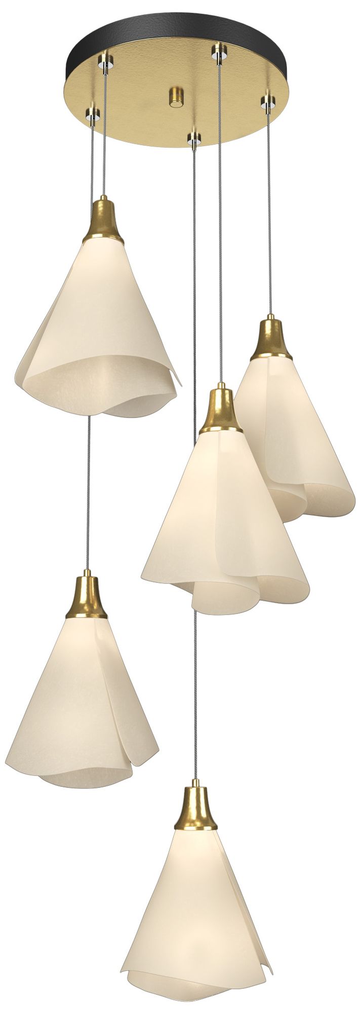 Mobius 17.3" Wide 5-Light Modern Brass Pendant With Spun Frost Shade