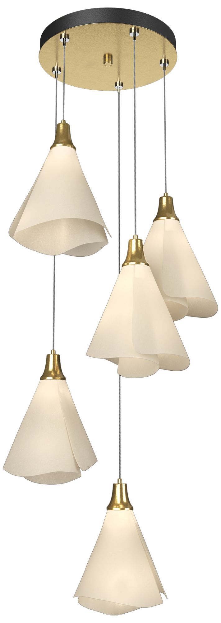 Mobius 17.3" Wide 5-Light Modern Brass Standard Pendant w/ Spun Frost