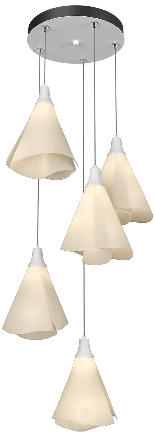 Mobius 17.3" Wide 5-Light White Standard Pendant With Spun Frost Shade