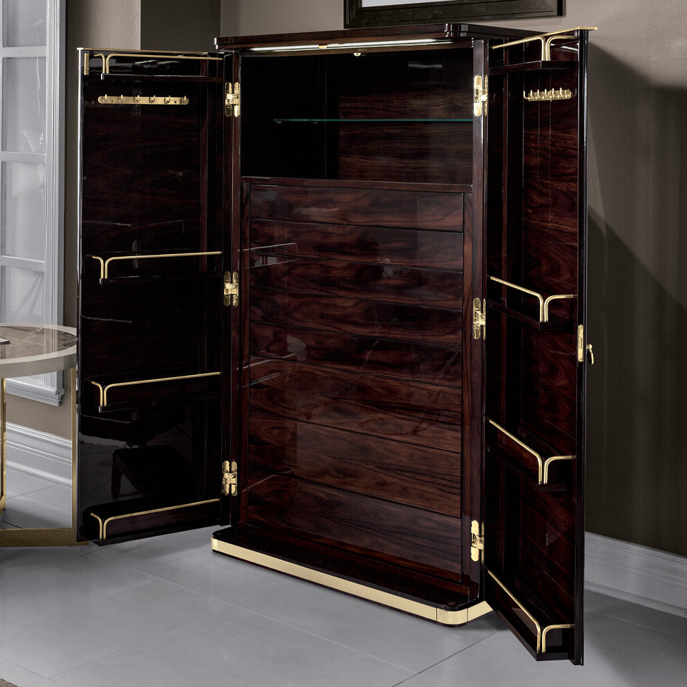 Modern Armoire With Brass Accents