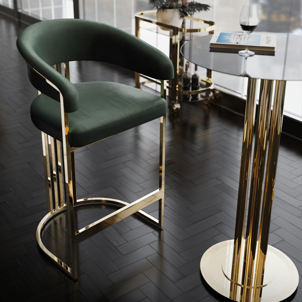 Modern Art Deco Style Curved Bar Stool