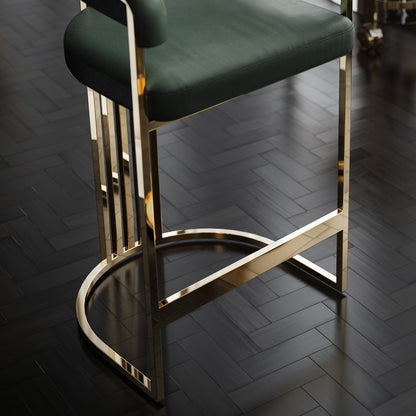 Modern Art Deco Style Curved Bar Stool