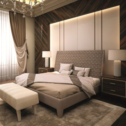 Modern Bed With Embossed Pattern