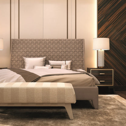 Modern Bed With Embossed Pattern