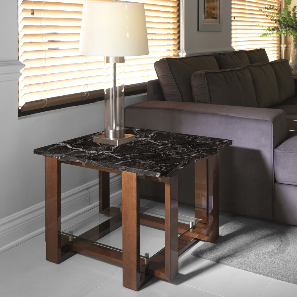 Modern Black Marble Top Side Table