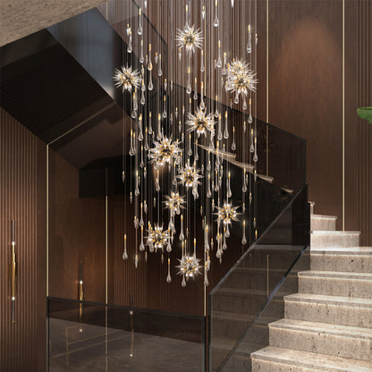 Modern Burst Stairwell Chandelier