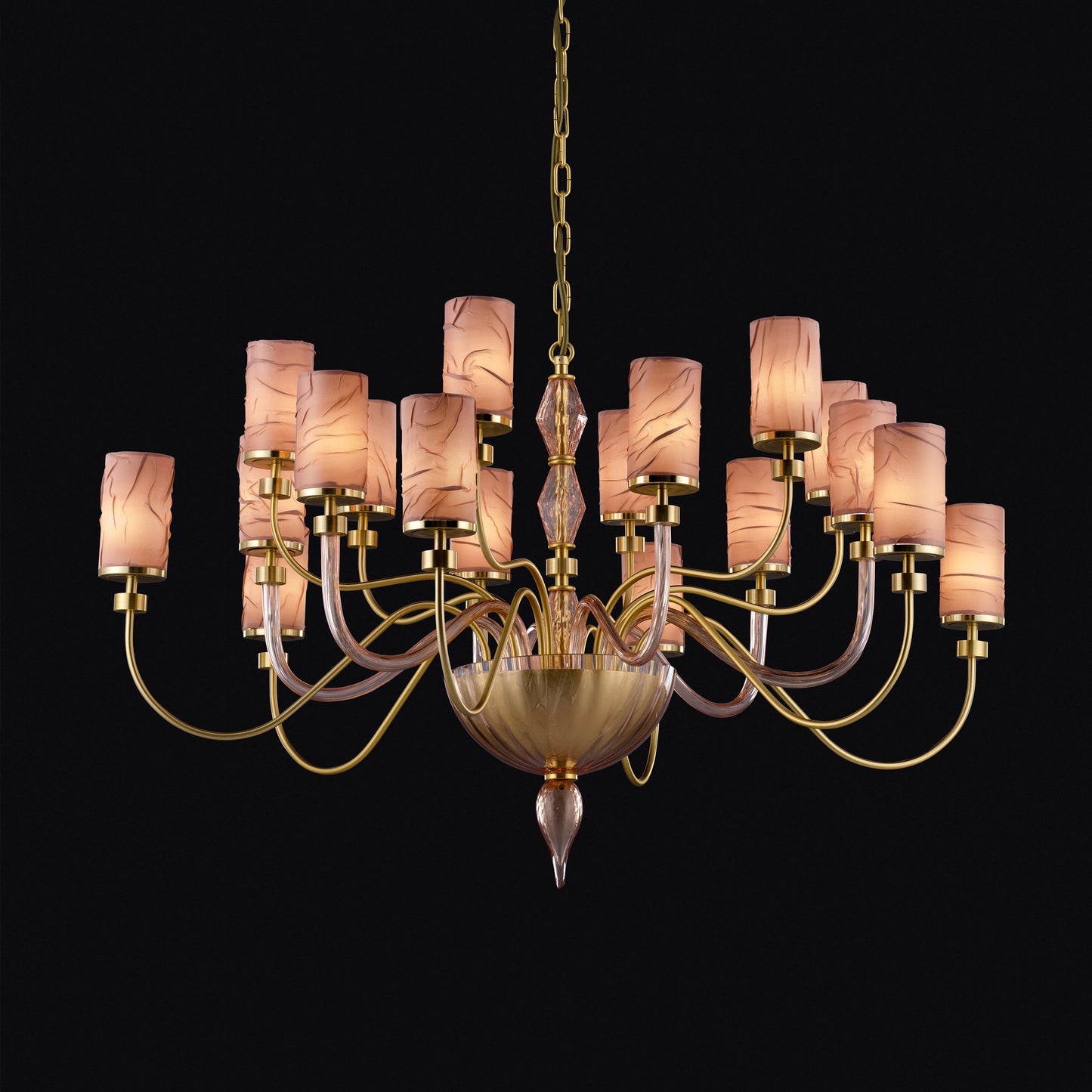 Modern Chandelier With Glass Detail And Shades