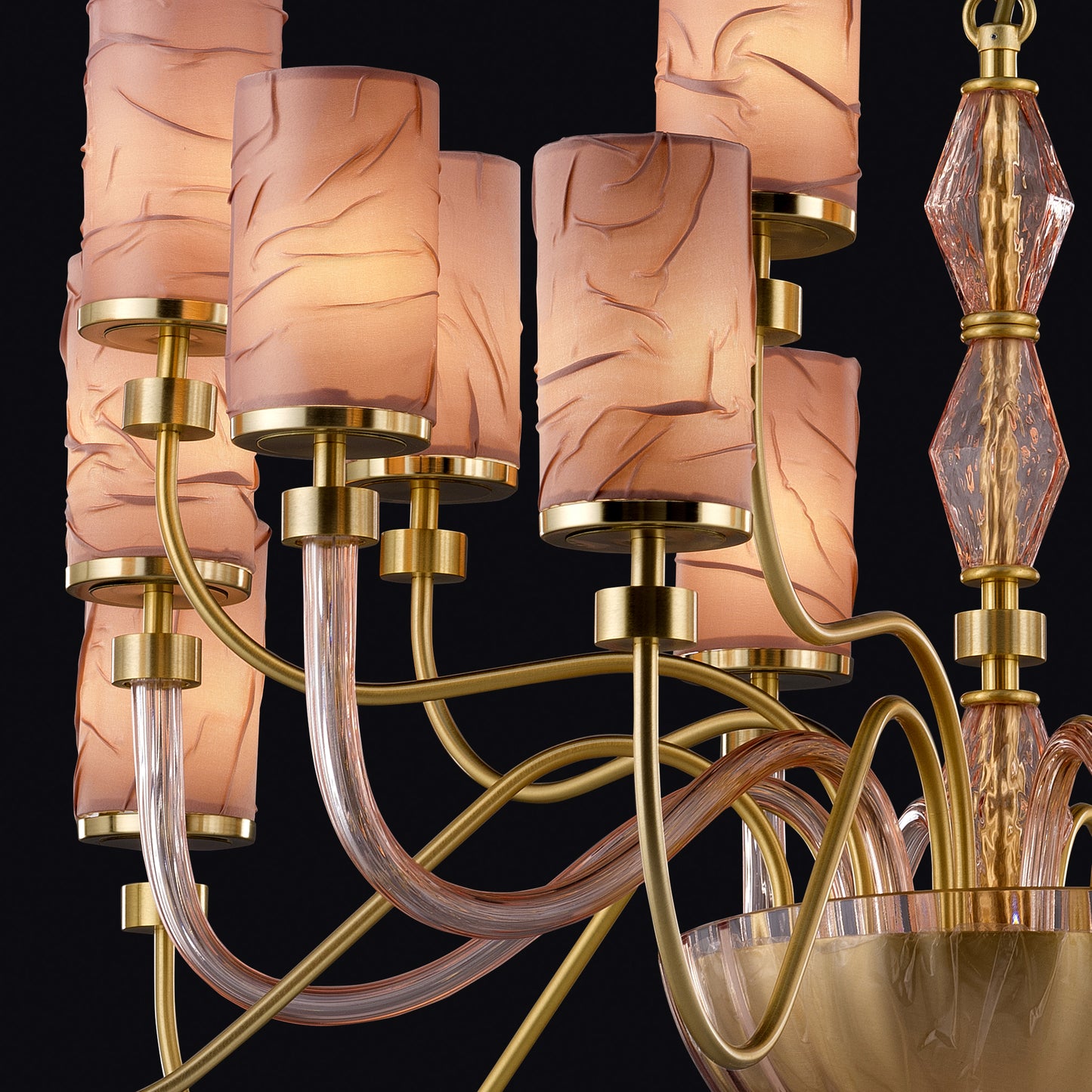 Modern Chandelier With Glass Detail And Shades