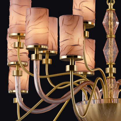 Modern Chandelier With Glass Detail And Shades