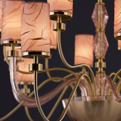 Modern Chandelier With Glass Detail And Shades