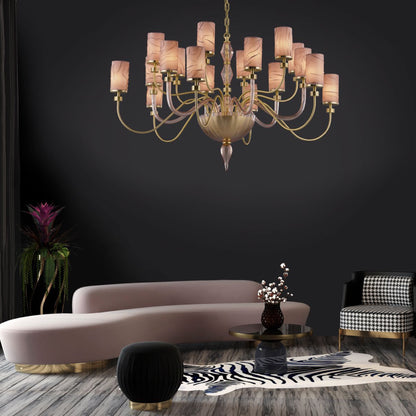 Modern Chandelier With Glass Detail And Shades