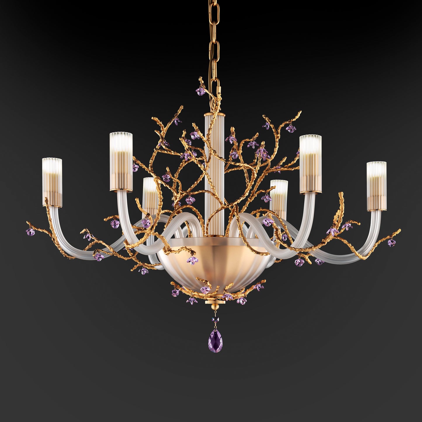 Modern Chandelier With Swarovski Crystal Flowers