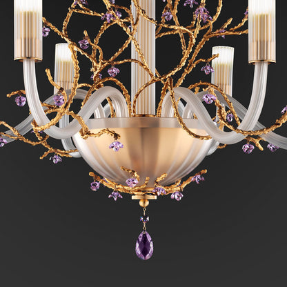 Modern Chandelier With Swarovski Crystal Flowers