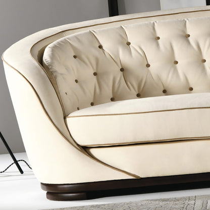 Modern Cream Faux Leather Sofa