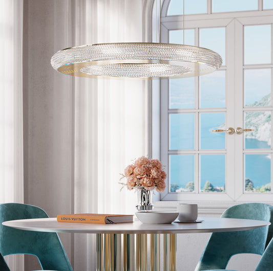 Modern Crystal Hoop Chandelier