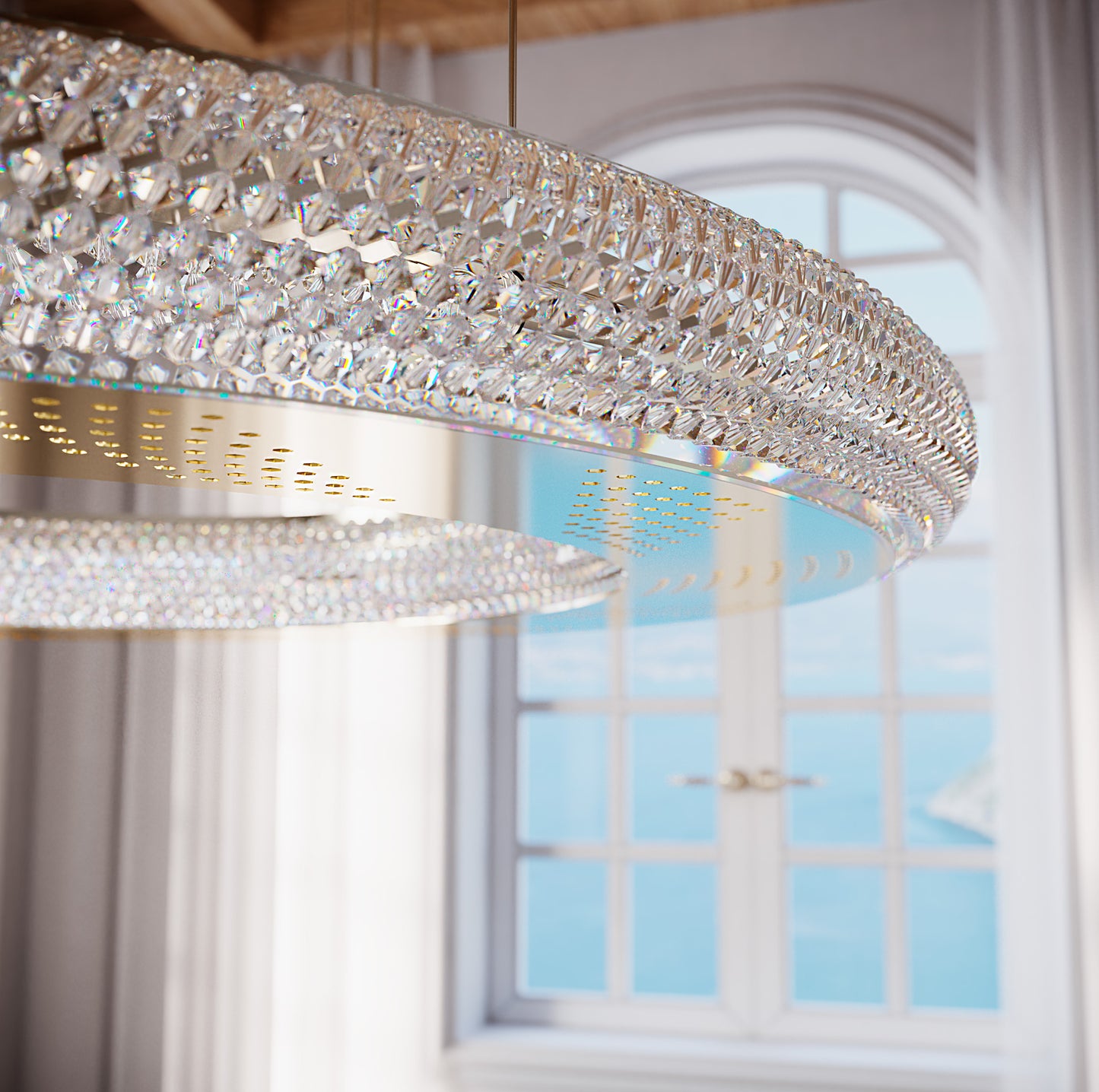 Modern Crystal Hoop Chandelier