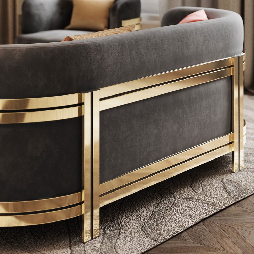 Modern Curved Sofa With Brass Frame