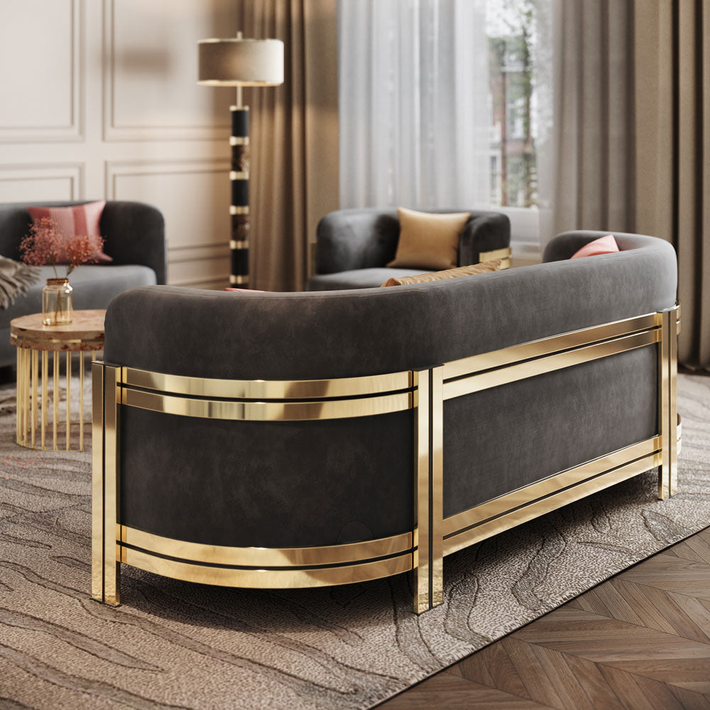 Modern Curved Sofa With Brass Frame