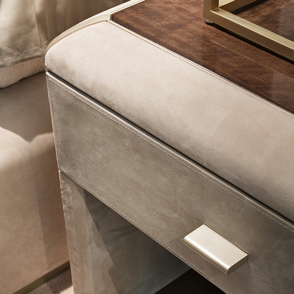 Modern Designer Italian Leather Bedside Table