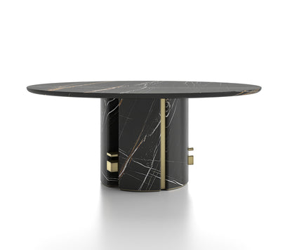 Modern Designer Round Black Marble Dining Table